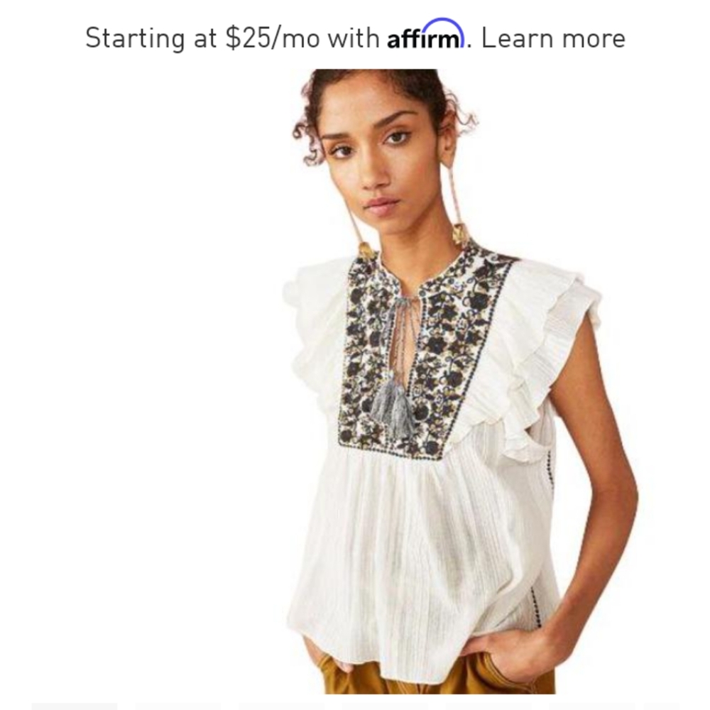Ulla Johnson embroidered sequin Ruffle blouse